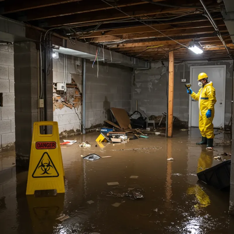 Flooded Basement Electrical Hazard in West Canton, NC Property